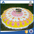 Wholesale luxury fashionable wartermelon shaped custom printed circle round beach towels with tassel